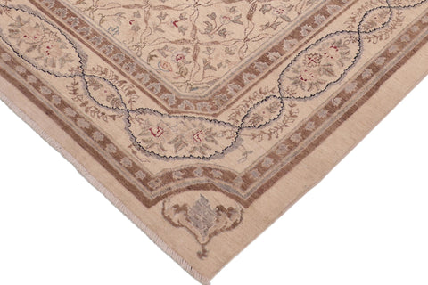 handmade Transitional Kafkaz Beige Brown Hand Knotted RECTANGLE 100% WOOL area rug 6' x 9'