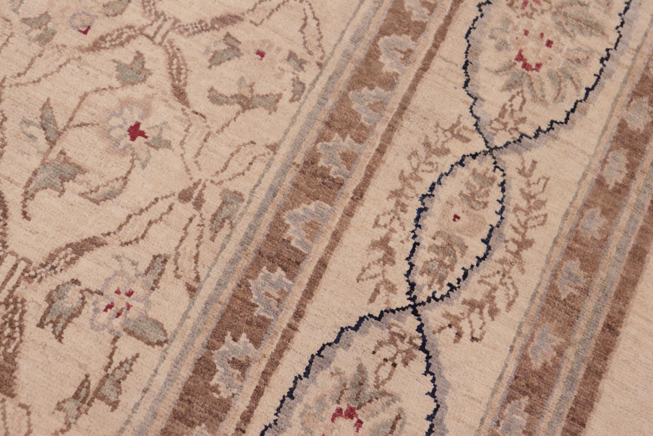 handmade Transitional Kafkaz Beige Brown Hand Knotted RECTANGLE 100% WOOL area rug 6' x 9'