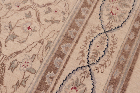 handmade Transitional Kafkaz Beige Brown Hand Knotted RECTANGLE 100% WOOL area rug 6' x 9'