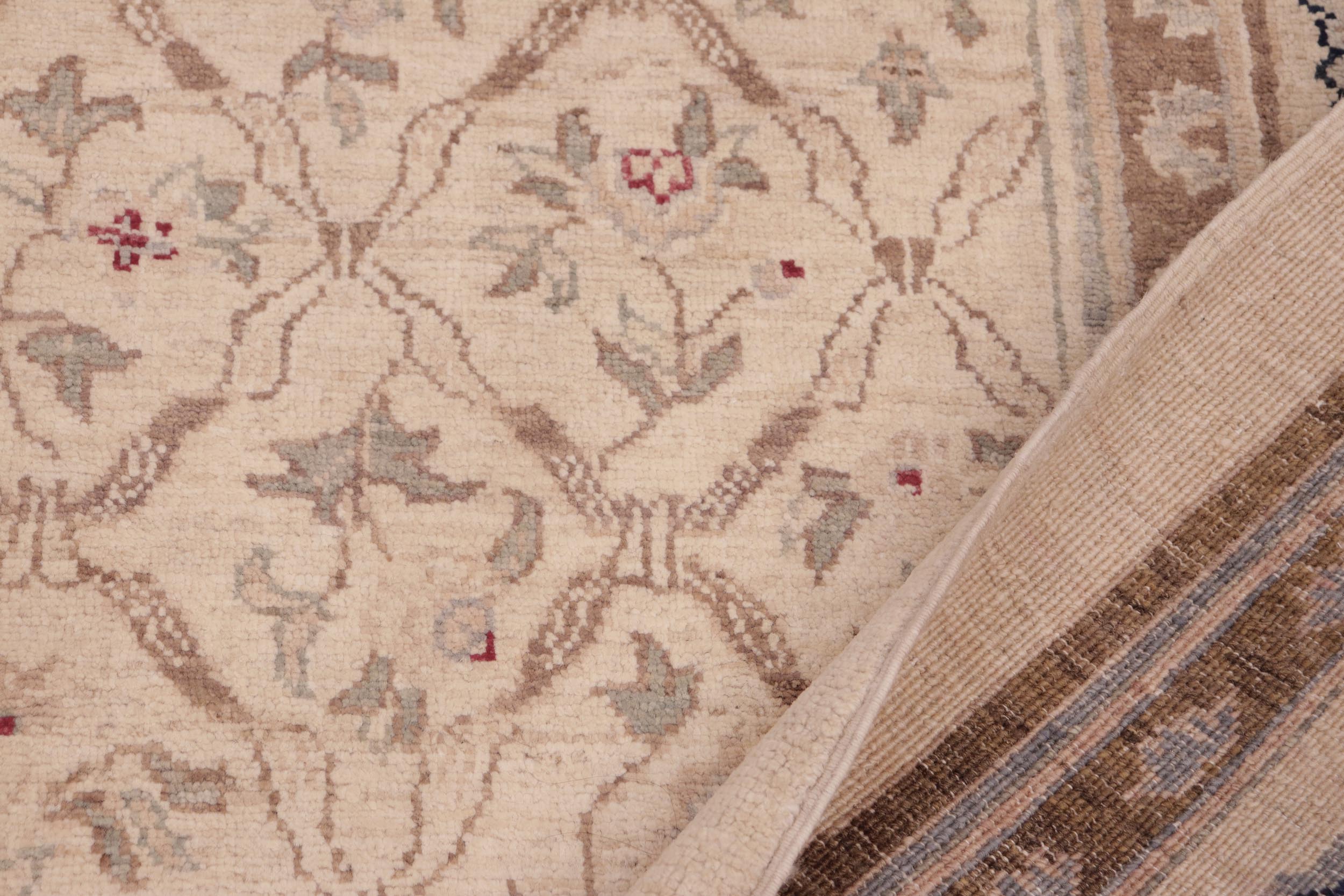 handmade Transitional Kafkaz Beige Brown Hand Knotted RECTANGLE 100% WOOL area rug 6' x 9'