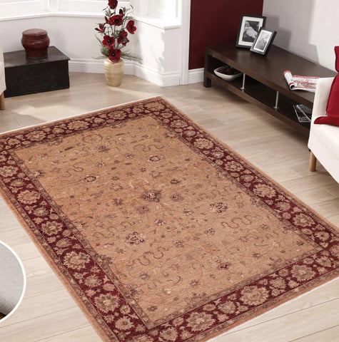 handmade Traditional Kafkaz Tan Red Hand Knotted RECTANGLE 100% WOOL area rug 6x9