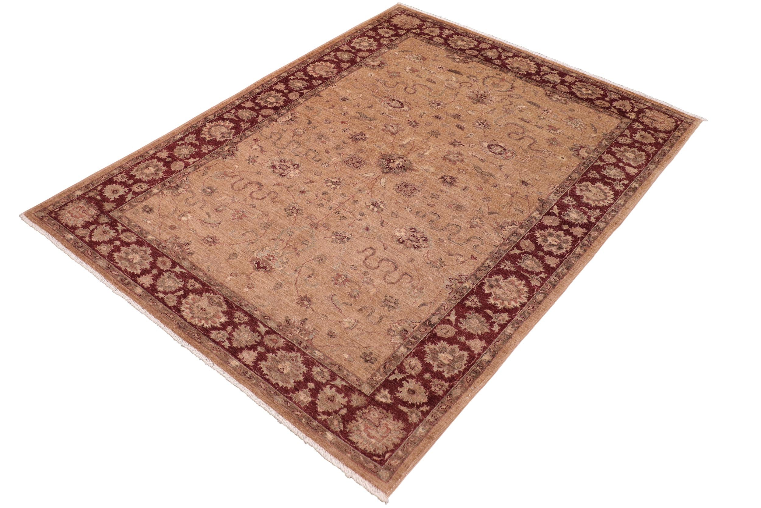 handmade Traditional Kafkaz Tan Red Hand Knotted RECTANGLE 100% WOOL area rug 6x9
