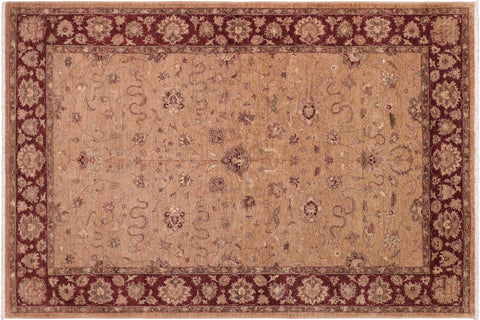 handmade Traditional Kafkaz Tan Red Hand Knotted RECTANGLE 100% WOOL area rug 6x9