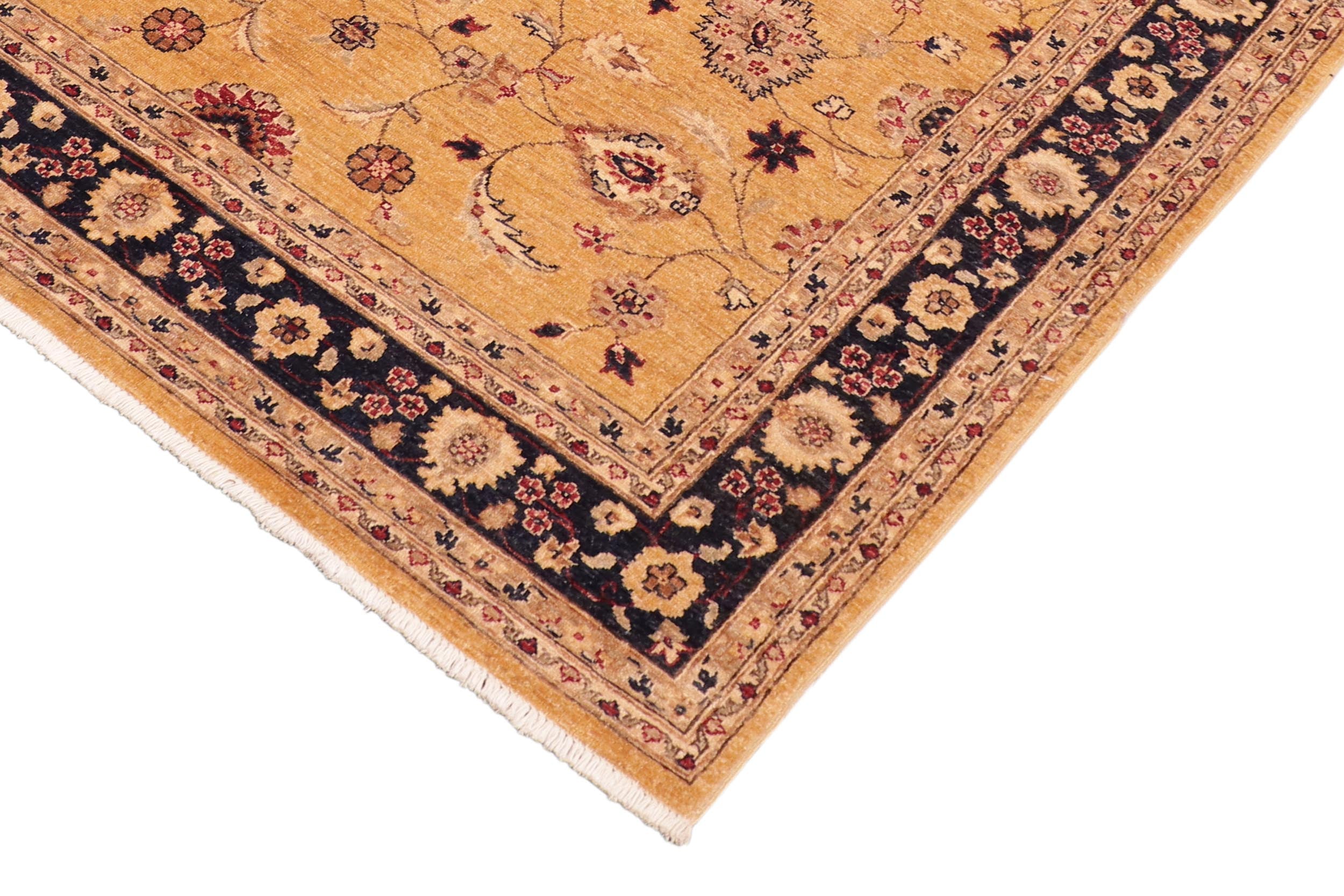 handmade Traditional Kafkaz Gold Blue Hand Knotted RECTANGLE 100% WOOL area rug 6x9
