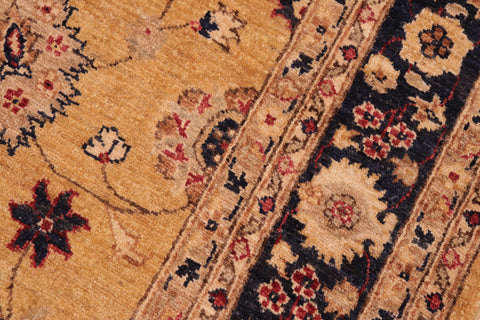 handmade Traditional Kafkaz Gold Blue Hand Knotted RECTANGLE 100% WOOL area rug 6x9
