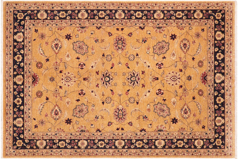 handmade Traditional Kafkaz Gold Blue Hand Knotted RECTANGLE 100% WOOL area rug 6x9