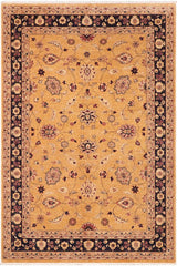 handmade Traditional Kafkaz Gold Blue Hand Knotted RECTANGLE 100% WOOL area rug 6X9