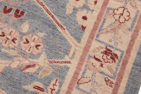 handmade Transitional Kafkaz Blue Tan Hand Knotted RECTANGLE 100% WOOL area rug 6' x 9'