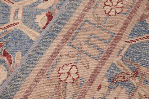 handmade Transitional Kafkaz Blue Tan Hand Knotted RECTANGLE 100% WOOL area rug 6' x 9'