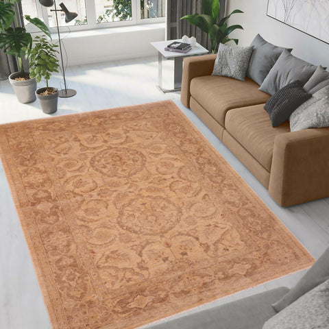 handmade Traditional Kafkaz Tan Brown Hand Knotted RECTANGLE 100% WOOL area rug 6x9