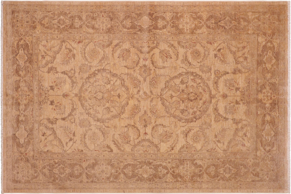 handmade Traditional Kafkaz Tan Brown Hand Knotted RECTANGLE 100% WOOL area rug 6x9