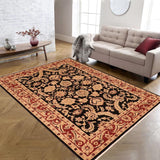 handmade Traditional Kafkaz Black Red Hand Knotted RECTANGLE 100% WOOL area rug 6 x 9