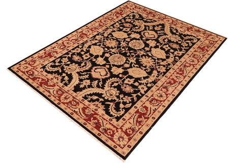 handmade Traditional Kafkaz Black Red Hand Knotted RECTANGLE 100% WOOL area rug 6x9