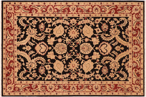 handmade Traditional Kafkaz Black Red Hand Knotted RECTANGLE 100% WOOL area rug 6x9