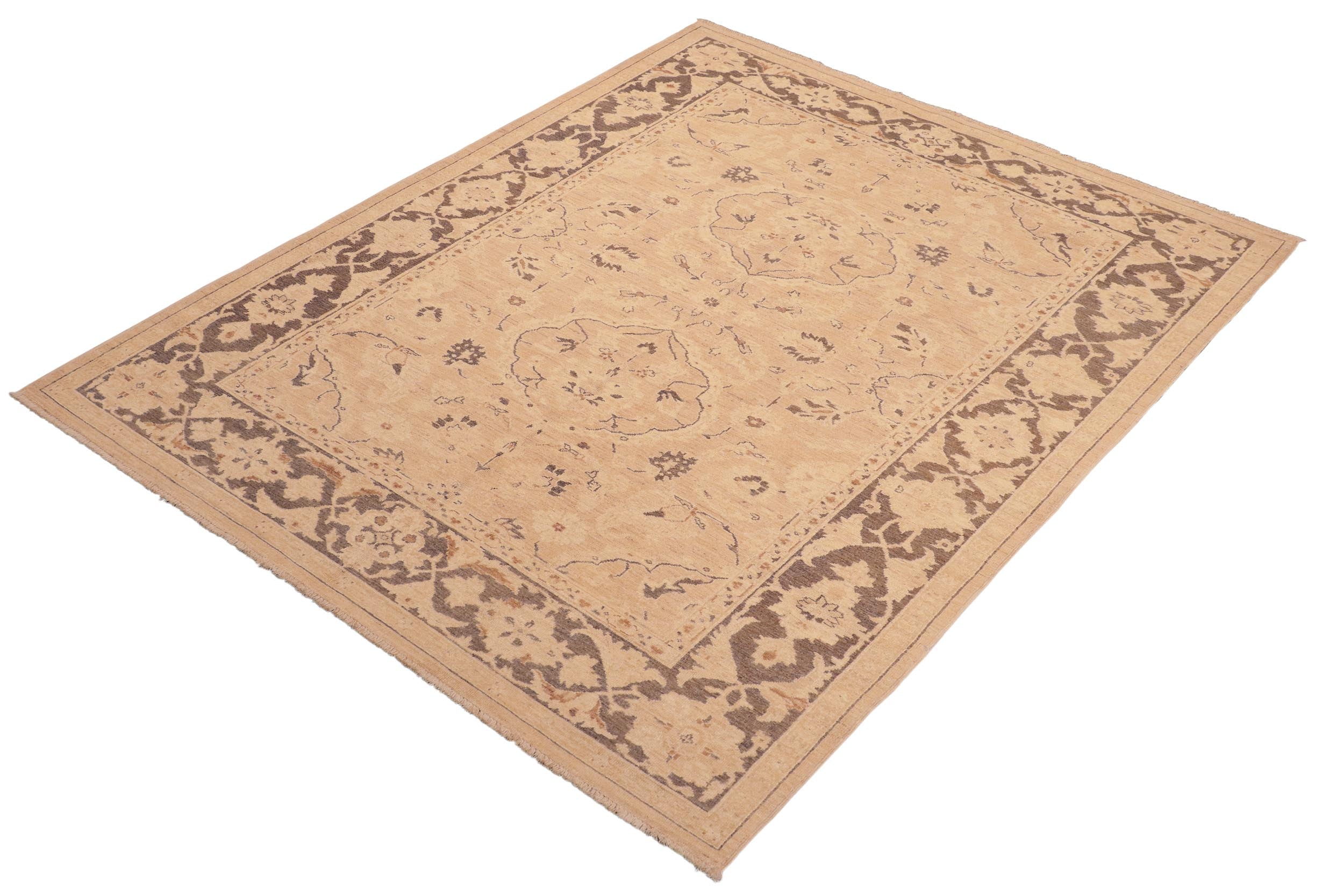 handmade Traditional Kafkaz Tan Brown Hand Knotted RECTANGLE 100% WOOL area rug 6x9