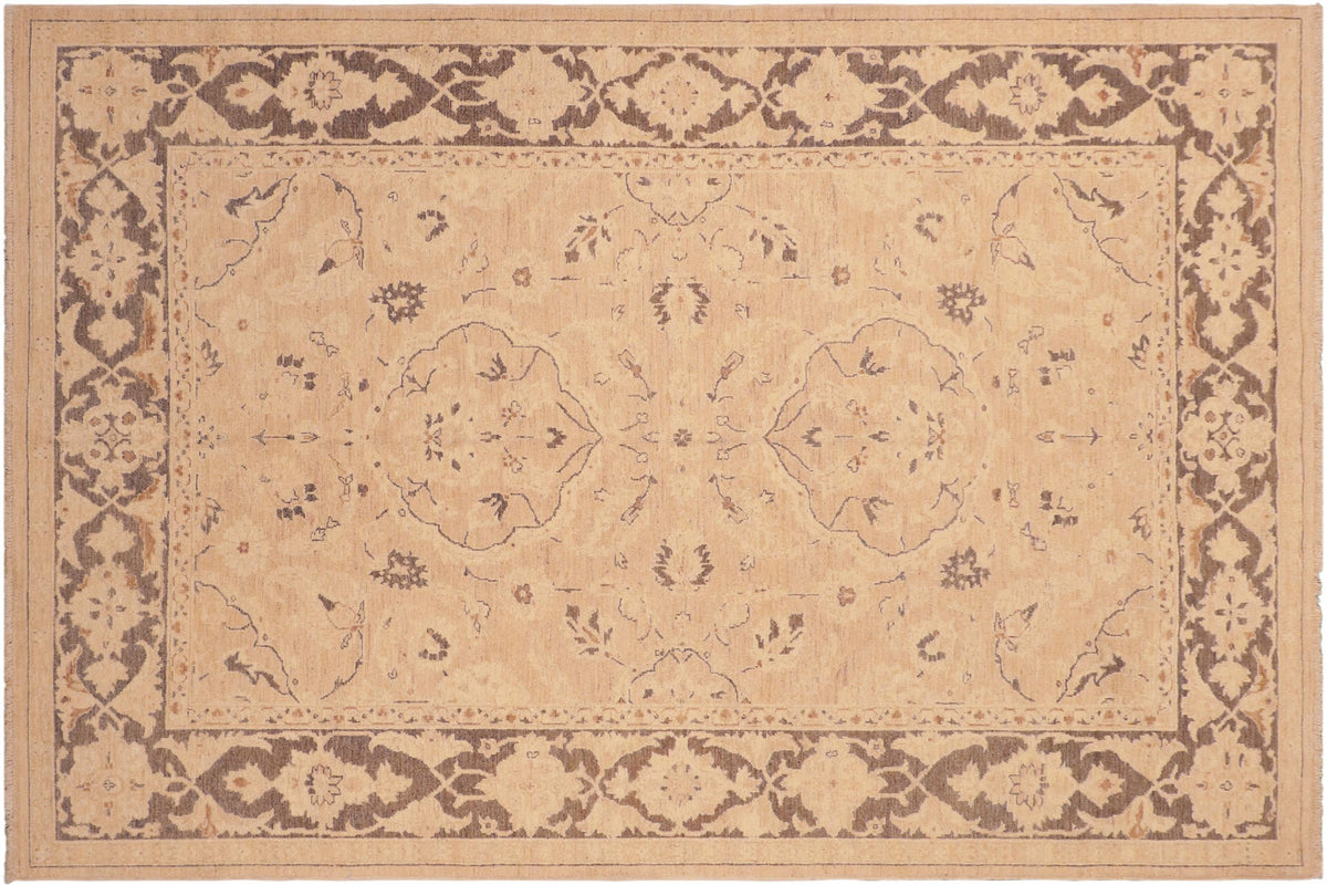handmade Traditional Kafkaz Tan Brown Hand Knotted RECTANGLE 100% WOOL area rug 6x9