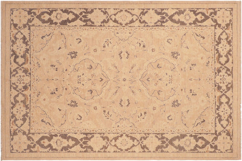 handmade Traditional Kafkaz Tan Brown Hand Knotted RECTANGLE 100% WOOL area rug 6x9