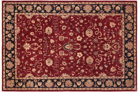 handmade Traditional Kafkaz Red Blue Hand Knotted RECTANGLE 100% WOOL area rug 6x9