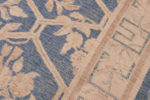 handmade Transitional Kafkaz Blue Tan Hand Knotted RECTANGLE 100% WOOL area rug 6' x 9'