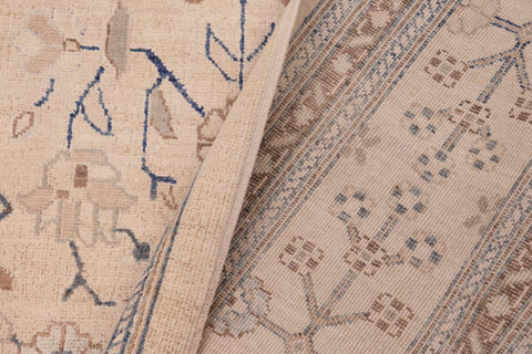 handmade Transitional Kafkaz Tan Blue Hand Knotted RECTANGLE 100% WOOL area rug 6' x 9'