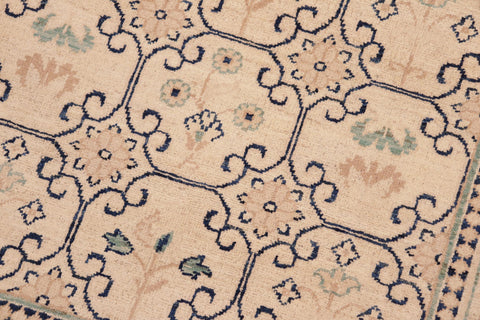 handmade Transitional Kafkaz Beige Green Hand Knotted RECTANGLE 100% WOOL area rug 6' x 9'