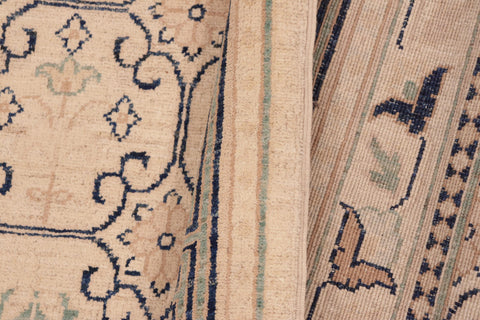 handmade Transitional Kafkaz Beige Green Hand Knotted RECTANGLE 100% WOOL area rug 6' x 9'