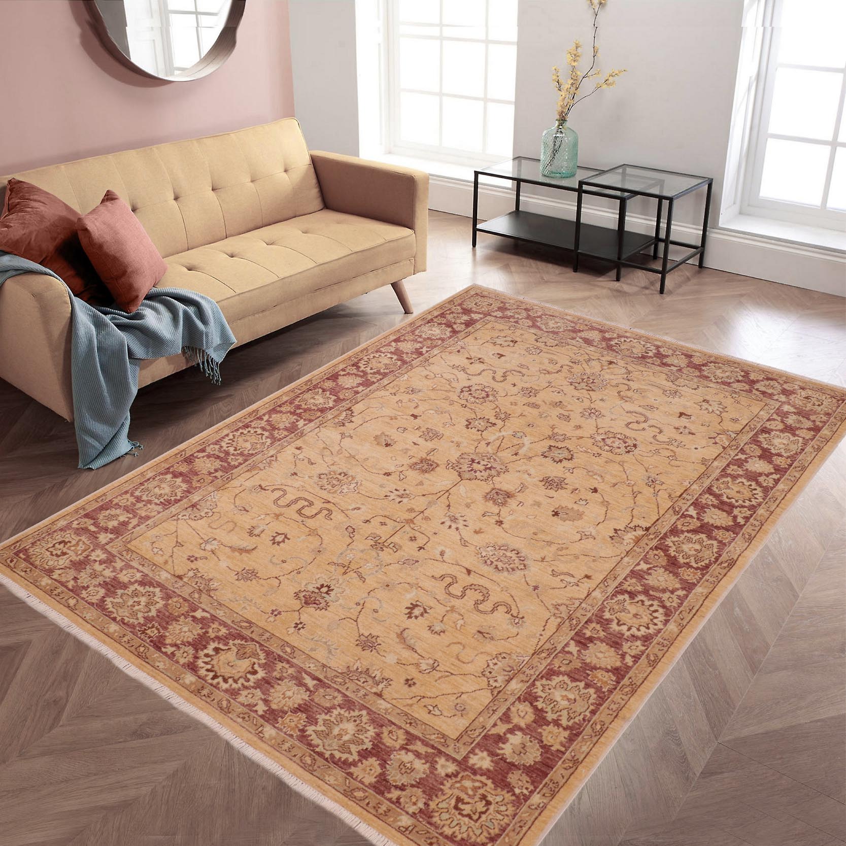 handmade Traditional Kafkaz Gold Red Hand Knotted RECTANGLE 100% WOOL area rug 6x9