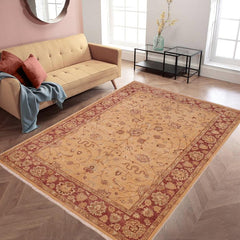 handmade Traditional Kafkaz Gold Red Hand Knotted RECTANGLE 100% WOOL area rug 6X9