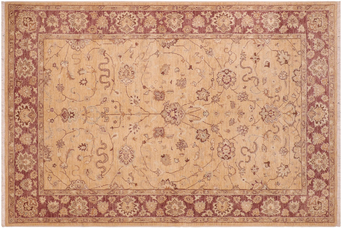 handmade Traditional Kafkaz Gold Red Hand Knotted RECTANGLE 100% WOOL area rug 6x9