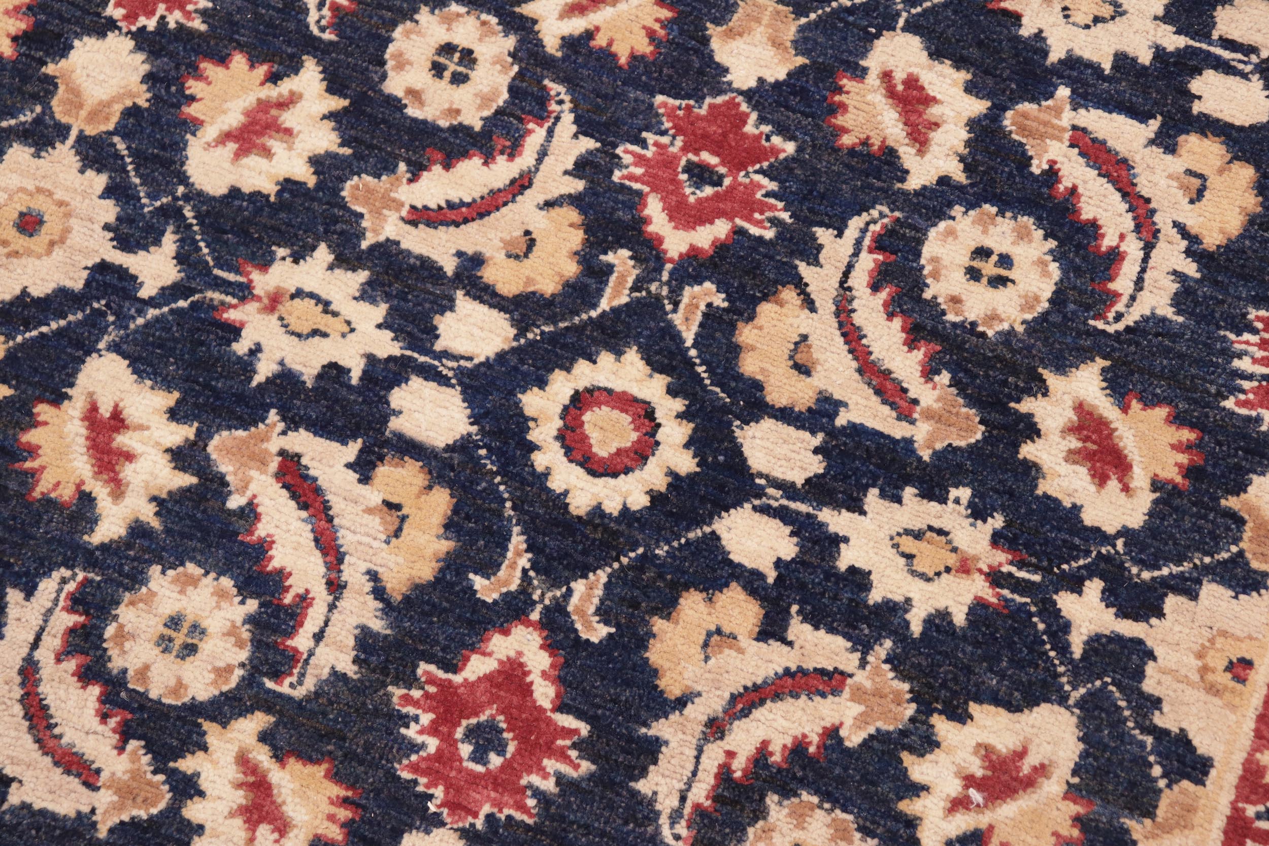 handmade Transitional Kafkaz Blue Tan Hand Knotted RECTANGLE 100% WOOL area rug 6' x 9'