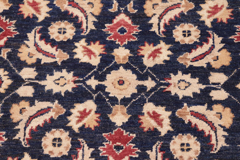 handmade Transitional Kafkaz Blue Tan Hand Knotted RECTANGLE 100% WOOL area rug 6' x 9'