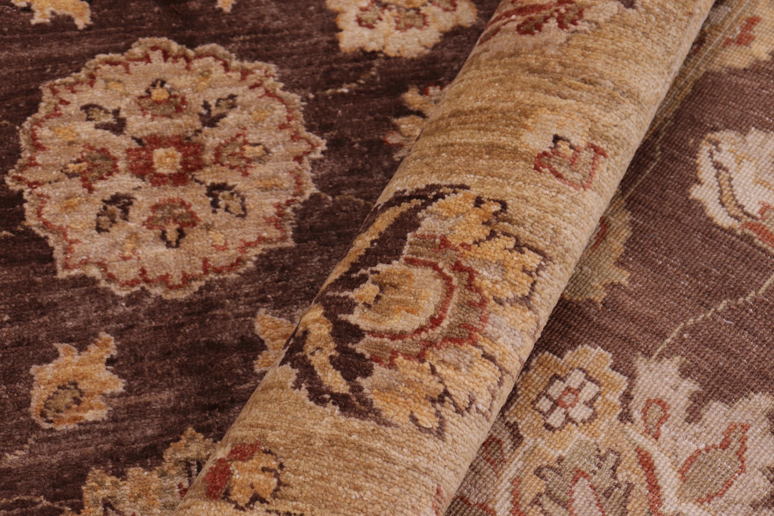 handmade Transitional Kafkaz Brown Tan Hand Knotted RECTANGLE 100% WOOL area rug 6' x 9'