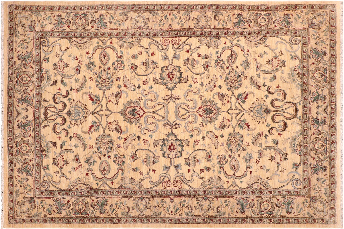 handmade Traditional Kafkaz Tan Blue Hand Knotted RECTANGLE 100% WOOL area rug 6x9