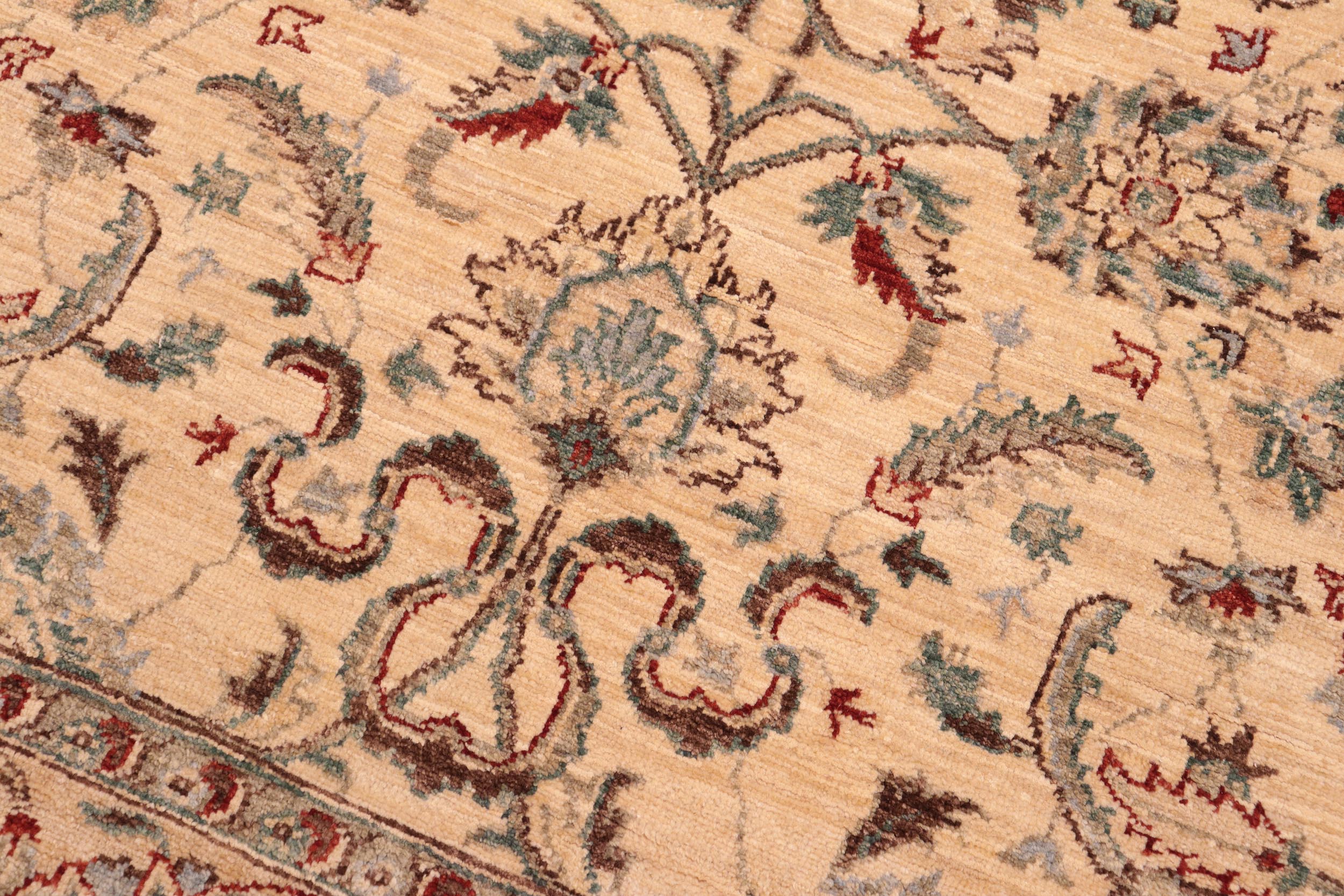 handmade Traditional Kafkaz Tan Blue Hand Knotted RECTANGLE 100% WOOL area rug 6x9