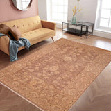 handmade Traditional Kafkaz Brown Tan Hand Knotted RECTANGLE 100% WOOL area rug 6 x 9