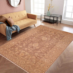 handmade Traditional Kafkaz Brown Tan Hand Knotted RECTANGLE 100% WOOL area rug 6X9