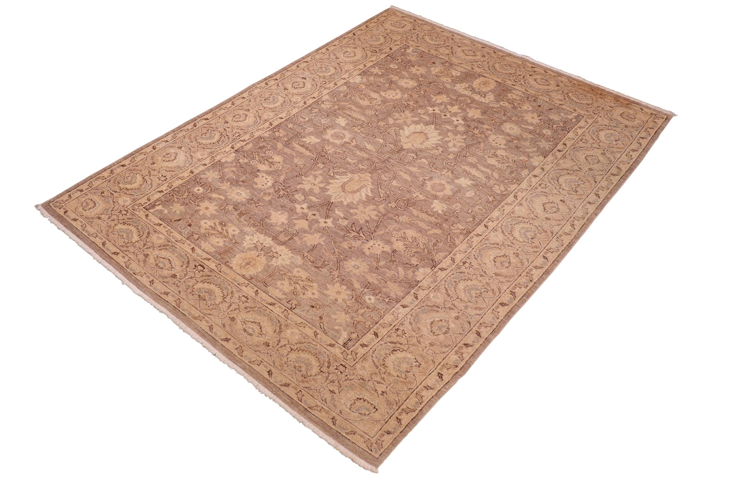 handmade Traditional Kafkaz Brown Tan Hand Knotted RECTANGLE 100% WOOL area rug 6x9