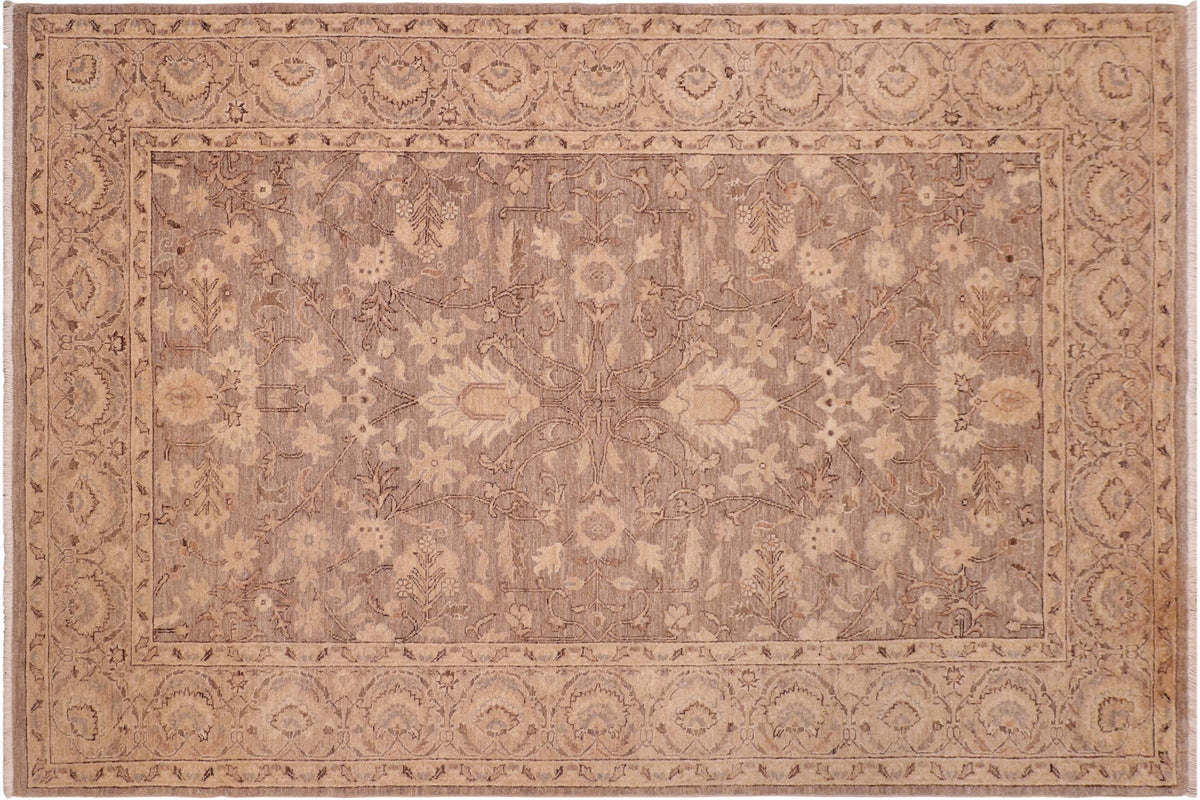 handmade Traditional Kafkaz Brown Tan Hand Knotted RECTANGLE 100% WOOL area rug 6x9
