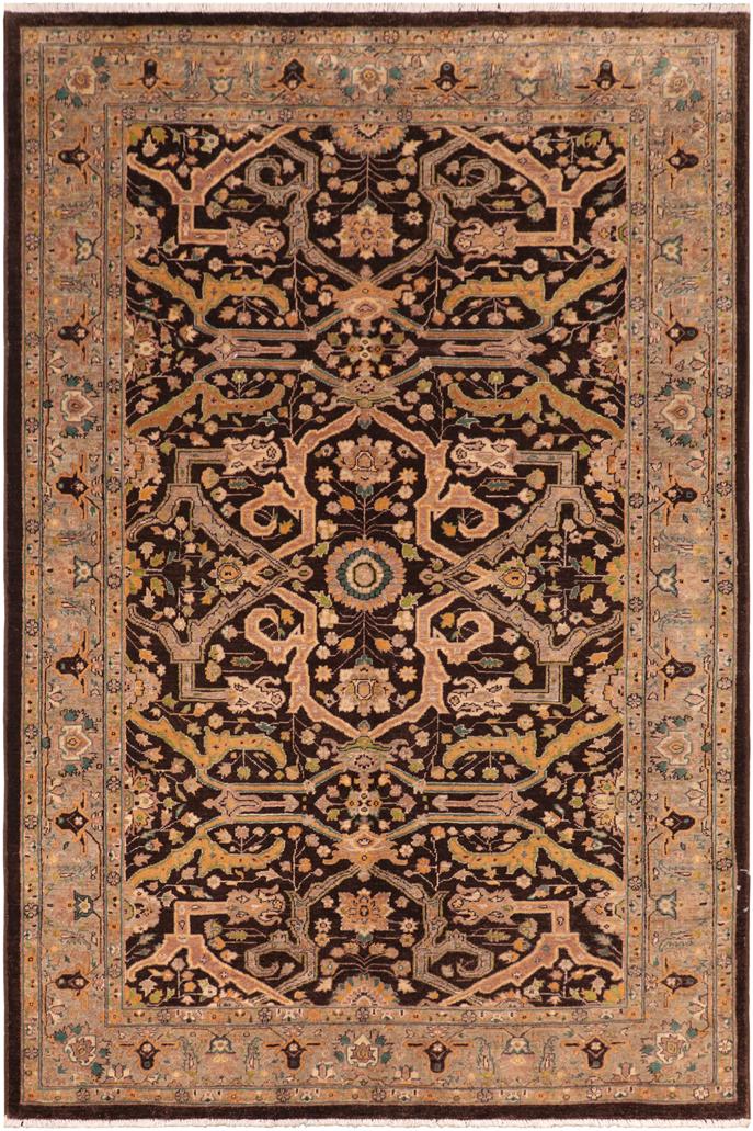 handmade Traditional Kafkaz Brown Gray Hand Knotted RECTANGLE 100% WOOL area rug 6X9