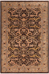 handmade Traditional Kafkaz Brown Gray Hand Knotted RECTANGLE 100% WOOL area rug 6X9