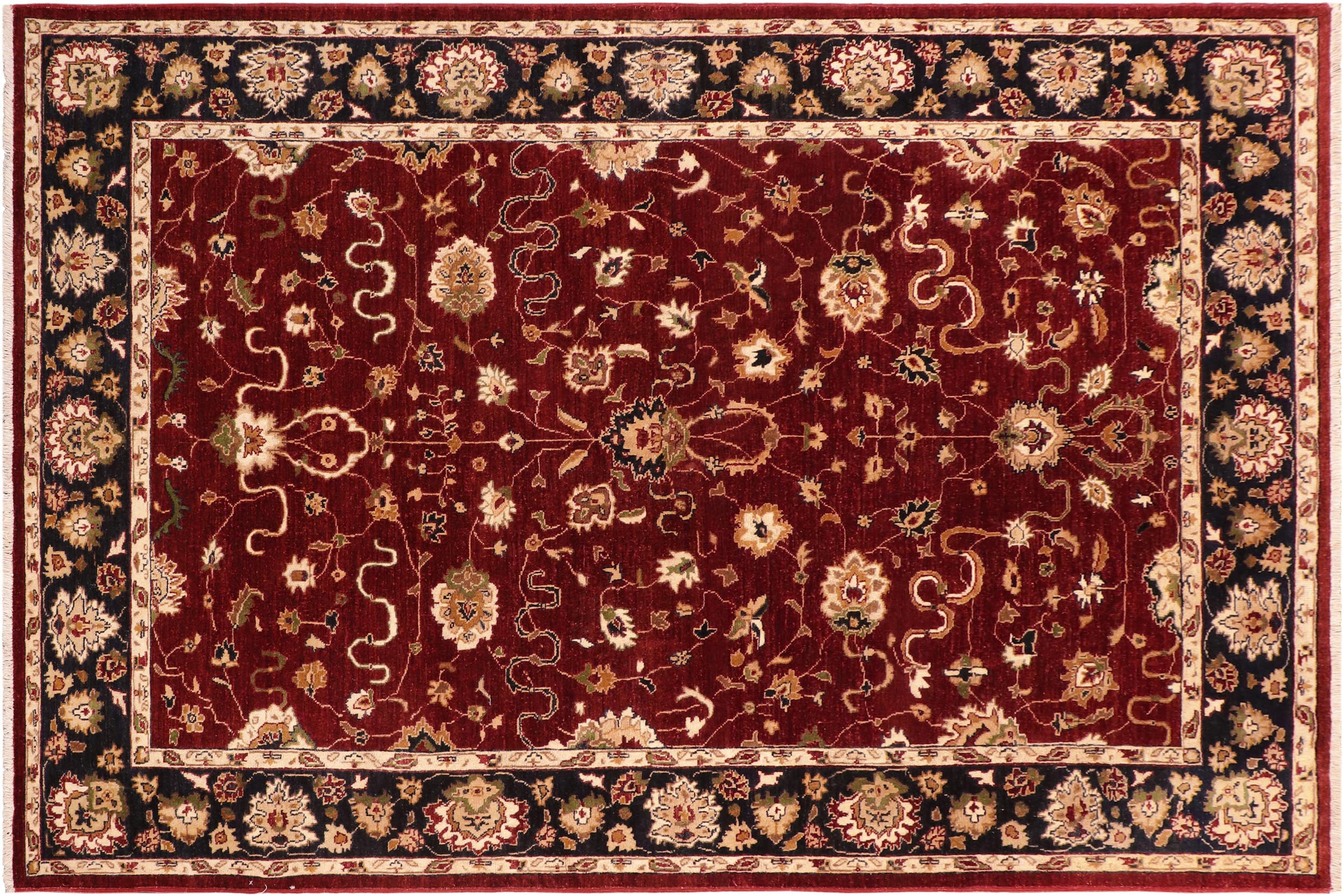 handmade Traditional Kafkaz Red Blue Hand Knotted RECTANGLE 100% WOOL area rug 6x9