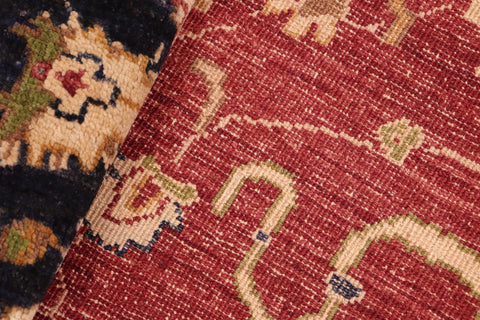 handmade Traditional Kafkaz Red Blue Hand Knotted RECTANGLE 100% WOOL area rug 6x9
