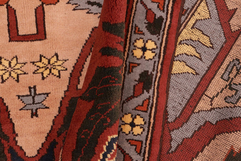 handmade Geometric Kargahi Tan Rust Hand Knotted RECTANGLE 100% WOOL area rug 6' x 9'