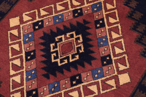 handmade Geometric Kargahi Blue Gold Hand Knotted RECTANGLE 100% WOOL area rug 6' x 10'