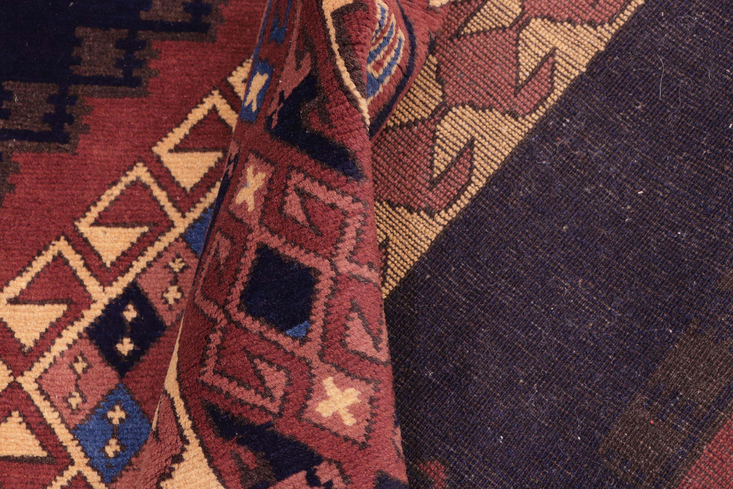 handmade Geometric Kargahi Blue Gold Hand Knotted RECTANGLE 100% WOOL area rug 6' x 10'