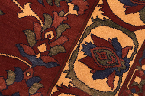 handmade Geometric Kargahi Rust Gold Hand Knotted RECTANGLE 100% WOOL area rug 7' x 10'