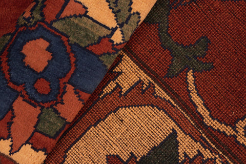 handmade Geometric Kargahi Rust Gold Hand Knotted RECTANGLE 100% WOOL area rug 7' x 10'