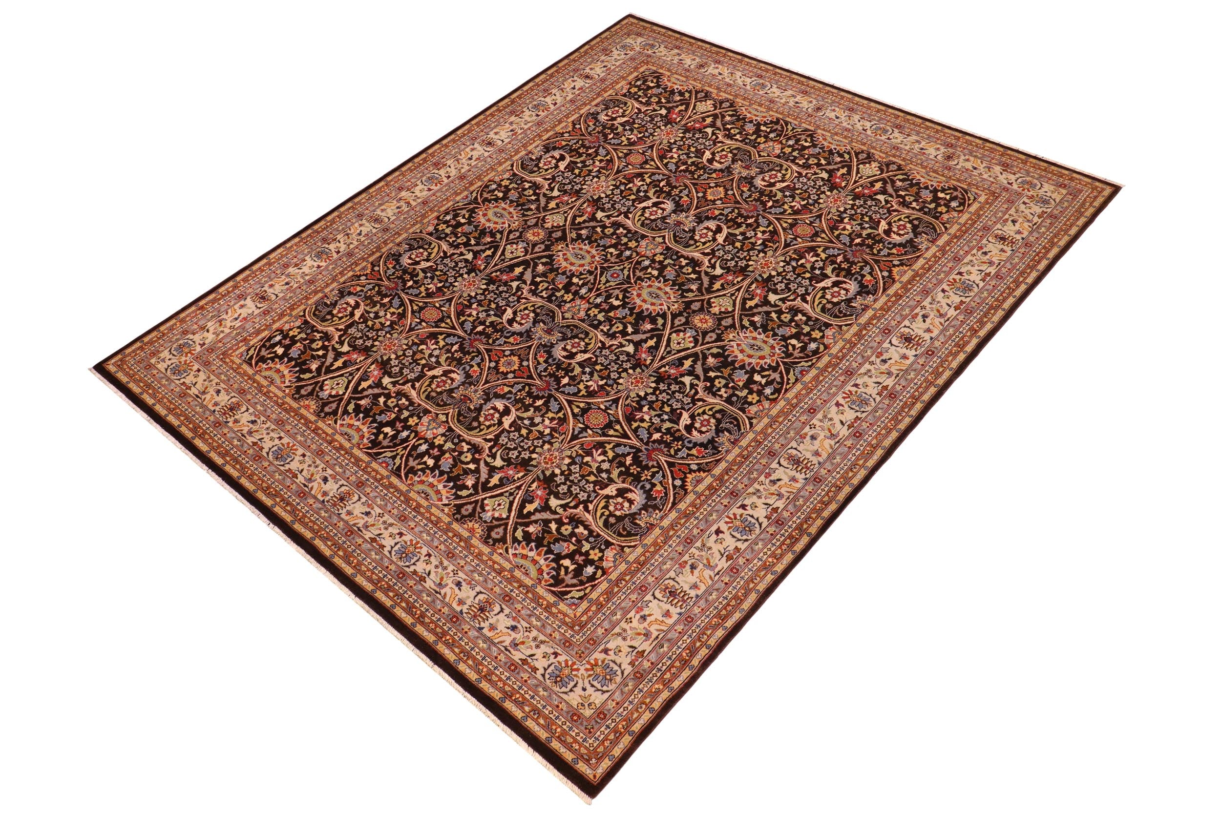 handmade Transitional Kafkaz Brown Tan Hand Knotted RECTANGLE 100% WOOL area rug 9x12