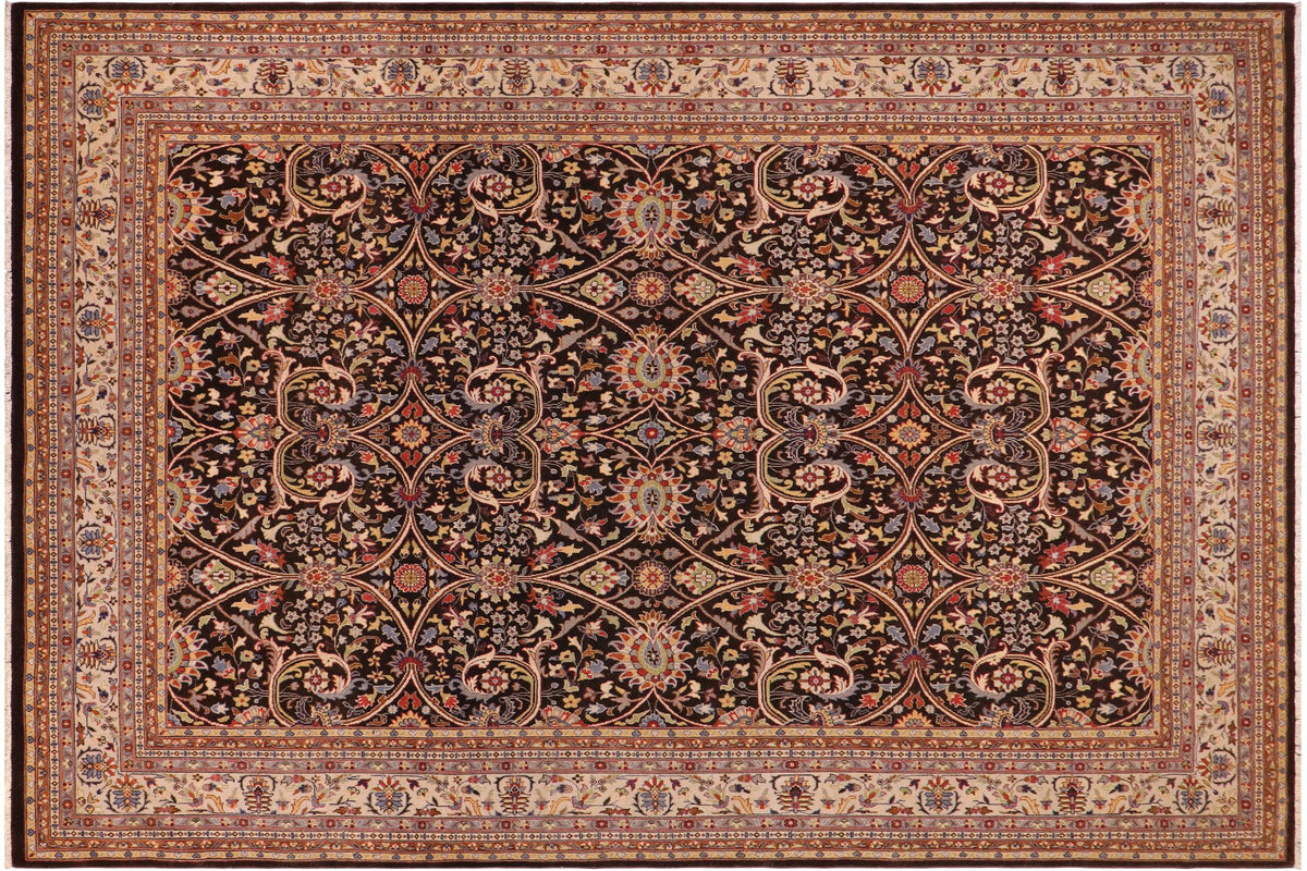 handmade Transitional Kafkaz Brown Tan Hand Knotted RECTANGLE 100% WOOL area rug 9x12