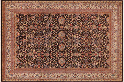 handmade Transitional Kafkaz Brown Tan Hand Knotted RECTANGLE 100% WOOL area rug 9x12
